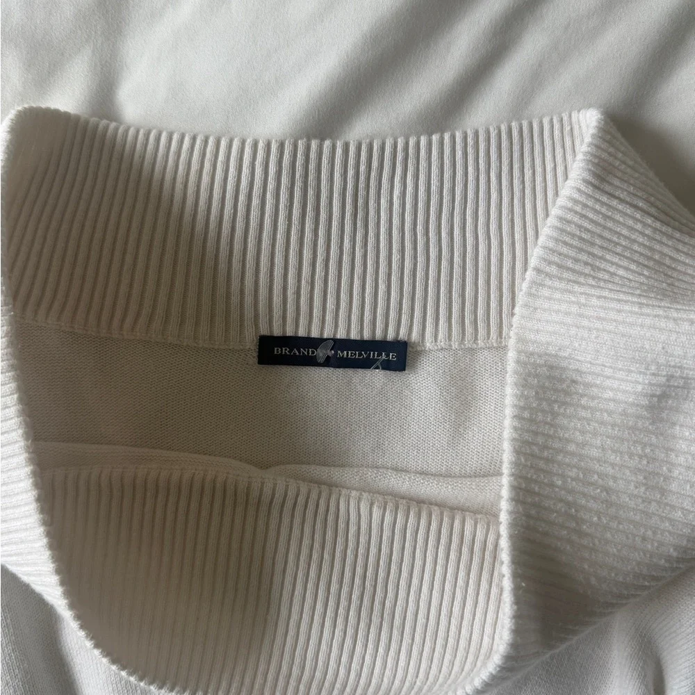 Brandy Melville White Off-Shoulder Ribbed Hem Sweater